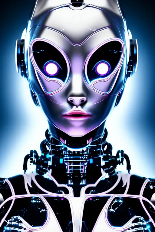 Image similar to detailed photo of the half - cybernetic robocatgirl, symmetry, awesome exposition, very detailed, highly accurate, intricate, professional lighting diffracted lightrays, 8 k, sense of awe, science magazine cover