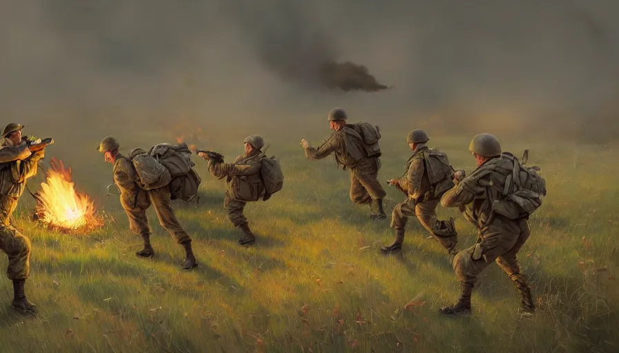 Image similar to 4 0's photos of winnie the pooh firing at german soldiers during d - day in normandy, hyperdetailed, artstation, cgsociety, 8 k