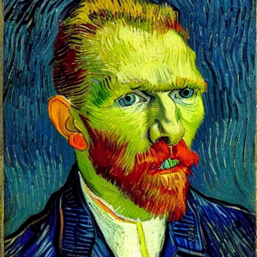 Image similar to portrait by vincent van gogh of a lemon wearing a suit