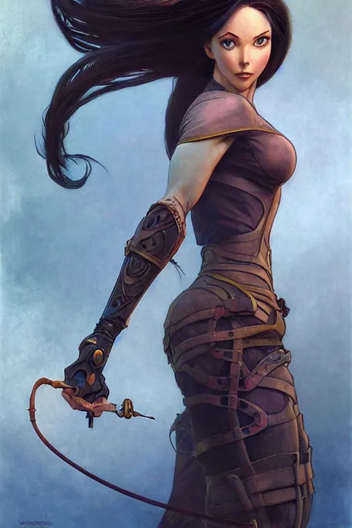 Prompt: warrior Rapunzel as aeon flux profile picture by Margaret Keane, dynamic pose, intricate, futuristic, fantasy, elegant, by Stanley Artgerm Lau, greg rutkowski, thomas kindkade, alphonse mucha, loish, norman Rockwell,