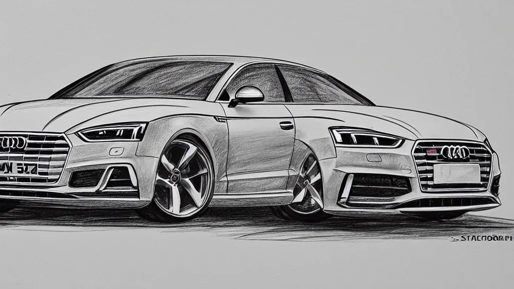 Image similar to a hand - drawn sketch of an audi s 5 sportback.