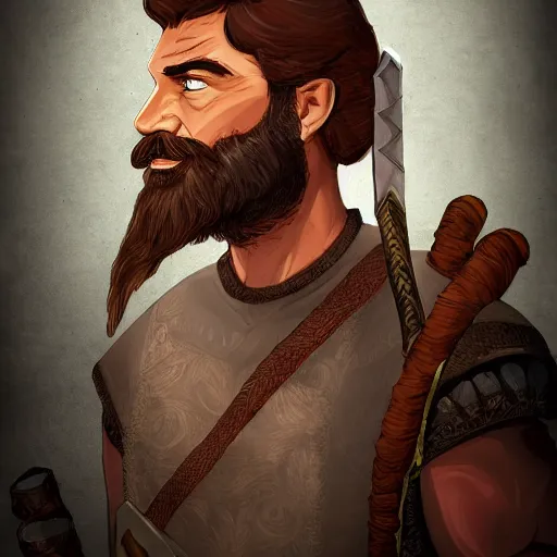 Prompt: a bearded archer, dungeons and dragons character art, portrait