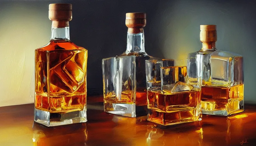 Image similar to clocks, whisky, oil painting by jama jurabaev, brush hard, artstation, high quality, brush stroke