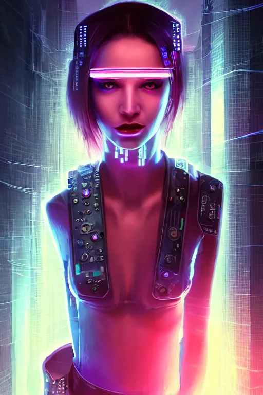 Prompt: portrait futuristic nefarious cyberpunk young female Necromancer, in futuristic rainny thunder flashing tokyo rooftop cyberpunk night, ssci-fi, fantasy, intricate, very very beautiful, elegant, neon light, highly detailed, digital painting, artstation, concept art, soft light, hdri, smooth, sharp focus, illustration, art by tian zi and craig mullins and WLOP and alphonse mucha