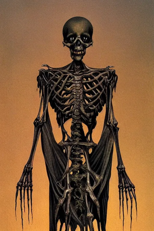 Image similar to creepy portrait of a skeletal zombie female green winged angel by wayne barlowe