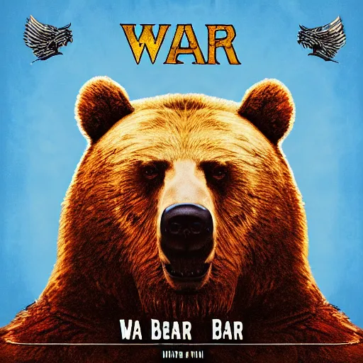 Prompt: war bear album art, cover art, poster