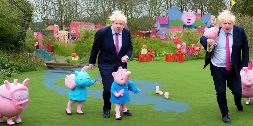 Image similar to boris johnson at peppa pig world