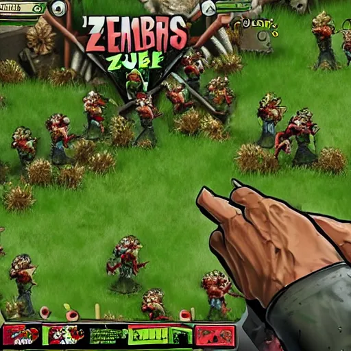 Image similar to 1 plant vs. 2 zombies