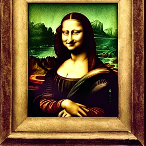 Image similar to rare photo of leonardo da vinci painting his unfinished painting of monalisa