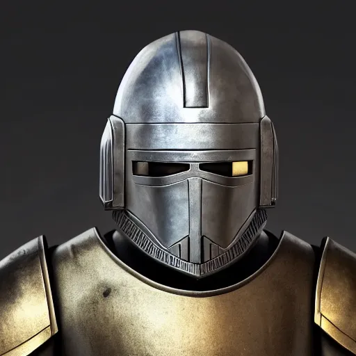 Prompt: realistic templar knight helm design inspired by r 2 d 2, epic scale, character concept art, face symmetry, intricate accurate details, artstation trending, octane render, cinematic color grading, soft light, rule of thirds, golden ratio, like a professional model, cinematic, 8 k, clear.