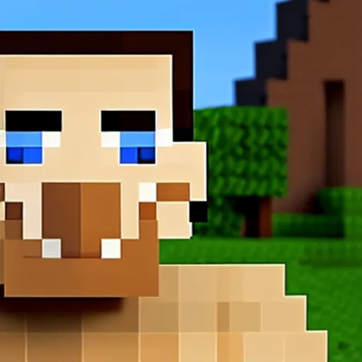 Image similar to tall man in his twenties with brown blond short quiff hair and thin slightly round facial structure with cleft chin, straight eyebrows and prominent nose, good definition of cheekbones, big hazel nut brown eyes, narrow face, slim body, atmospheric lighting, pixelated, minecraft