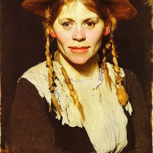 Image similar to study portrait of a peasant girl by anders zorn, hans holbein the younger, jan van eyck