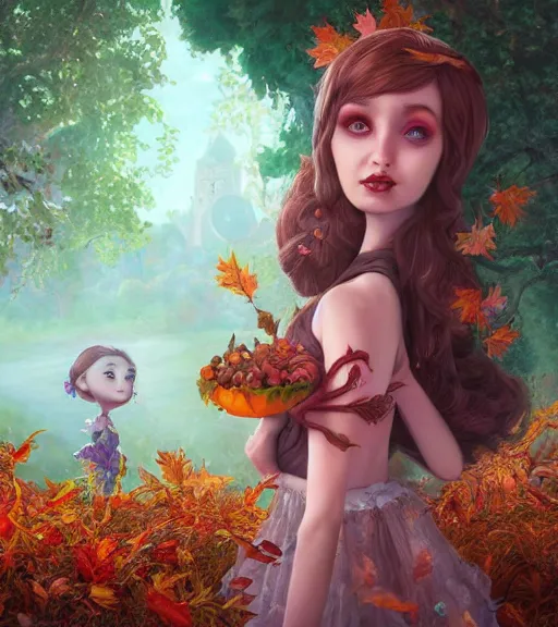 Prompt: An epic fantasy comic book style portrait painting of an extremely cute and adorable very beautiful paprika dryad, character design by Mark Ryden and Pixar and Hayao Miyazaki, unreal 5, DAZ, hyperrealistic, octane render, cosplay, RPG portrait, dynamic lighting, intricate detail, harvest fall vibrancy, cinematic