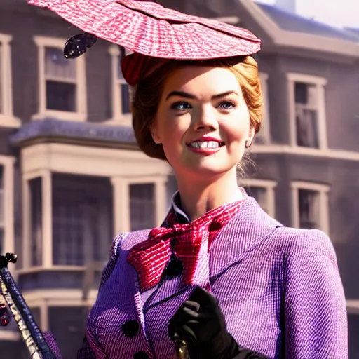 Prompt: a still of Kate Upton as Mary Poppins in the film Mary Poppins, high definition