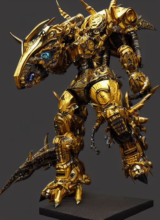 Prompt: hyper realistic glorious ancient wargreymon in a obsidian metal armor, futuristic design, designed by makoto kobayashi and luca zampriolo, portrait, cyberpunk style, wood and gold details, intricate, extremely detailed, ornate, deep of field, hard surface, exoskeleton, substance designer metal unreal engine. amazing likeness. very detailed.