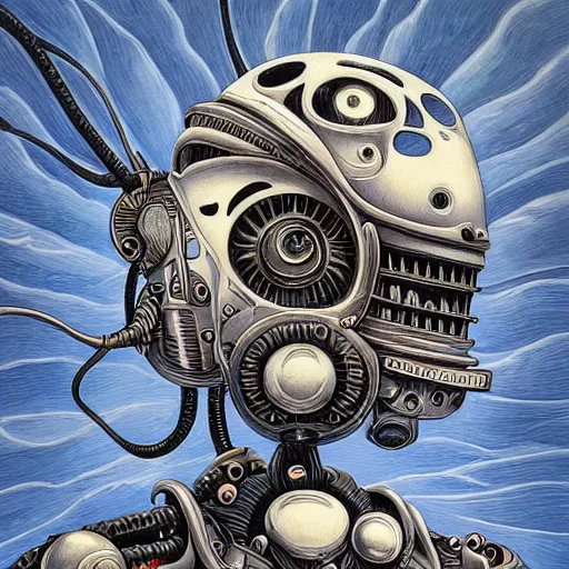 Image similar to a beautiful painting of robot by aaron horkey, trending on artstation