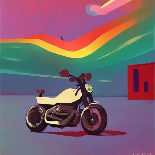 Prompt: 🌈 abstract concept motorcycle by atey ghailan and edward hopper