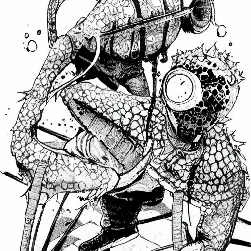 Image similar to goldfish manga drawn in the style of dorohedoro by q hayashida