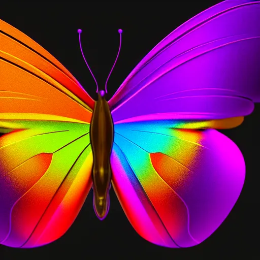 Prompt: render of a colorful butterfly, studio lighting, mid-shot, highly detailed, trending on Artstation, Unreal Engine 4k