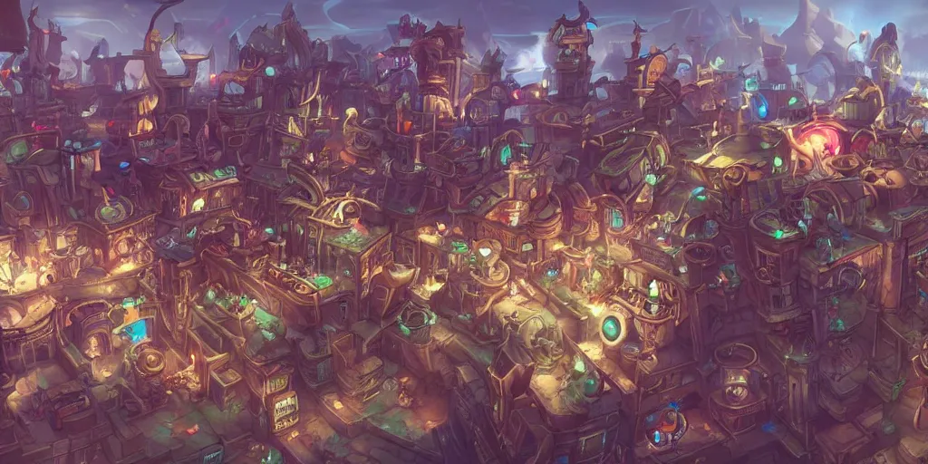 Prompt: Piltover City, steampunk, league of legends,