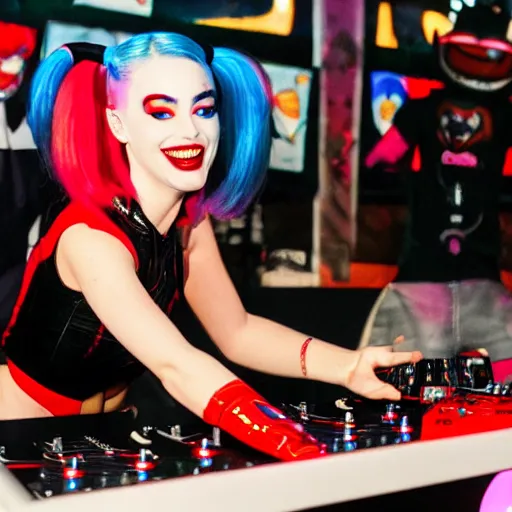 Image similar to harley quinn on the dj decks