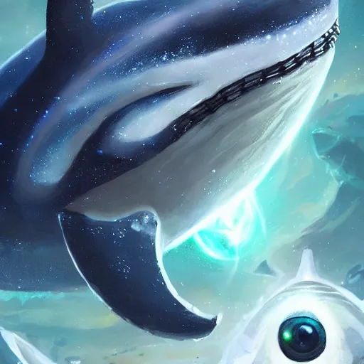 Image similar to space magical whale with multiple eyes, eyes!, eyes!, galaxy whale, epic fantasy style art, galaxy theme, eyes!, eyes!, eyes!, eyes, by Greg Rutkowski, hearthstone style art, 99% artistic