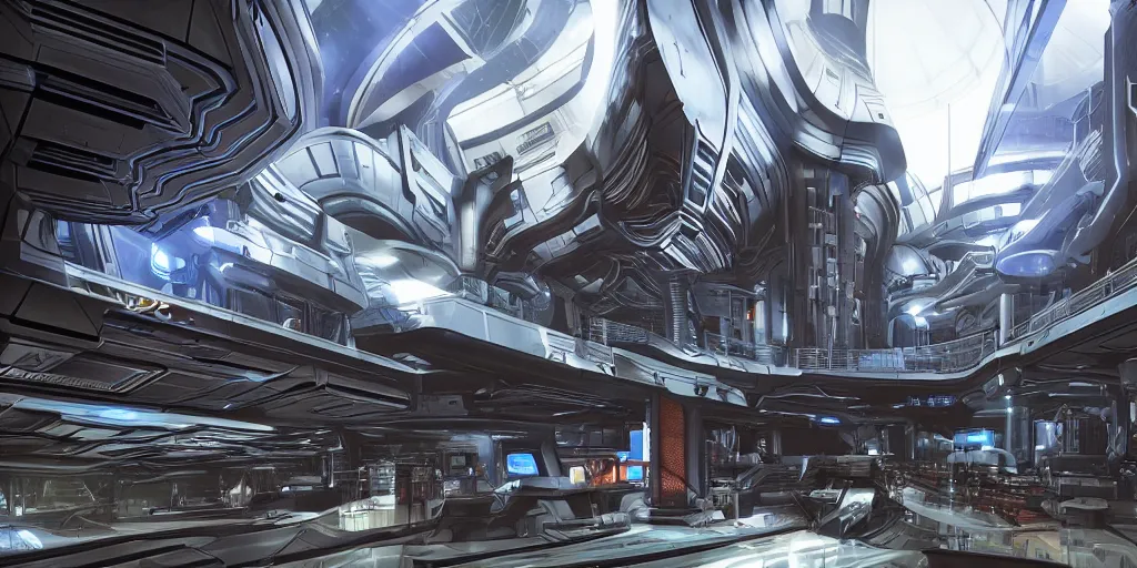 Prompt: a futuristic mass effect and bladerunner building, large pipes, metal cladding wall, lots of wires,