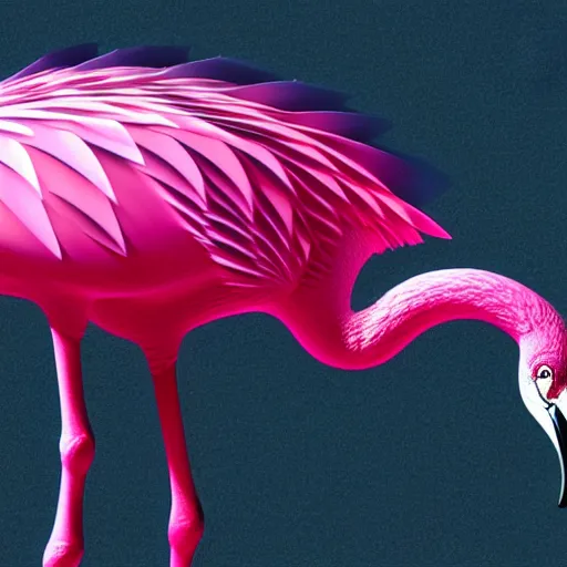 Prompt: 3 d mandelbulb fractal of a flamingo : : flamingo : : 3 d mandelbulb fractal : : visual depth, high quality, shadowing, fractal render : : pink, white : :