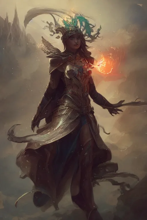 Image similar to beautiful girl wizard of the coast, casting magic spell, angel, 3 d render, hyper realistic detailed portrait, magic storm, thunder, ruan jia, wlop. scifi, fantasy, magic the gathering, hyper detailed, octane render, concept art, peter mohrbacher
