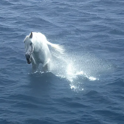 Prompt: an extremely scary, massive horse under ocean, furiously looking, courtesy of mbari,