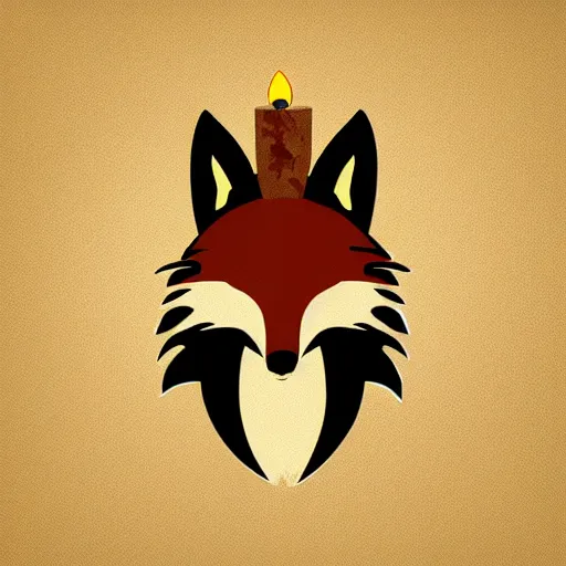 Prompt: a vector logo of a fox with candle head by studio ghibli