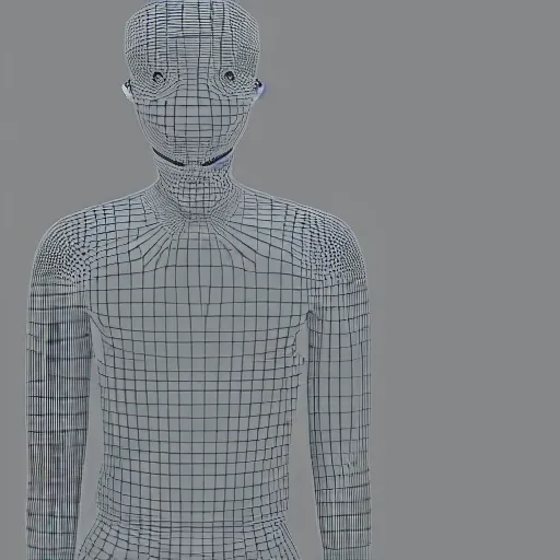 Prompt: Wireframe 3d model, Tall man