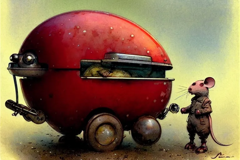 Image similar to explorer ( ( ( ( ( 1 9 5 0 s retro future robot android fat mouse wagon. muted colors. ) ) ) ) ) by jean baptiste monge!!!!!!!!!!!!!!!!!!!!!!!!! chrome red