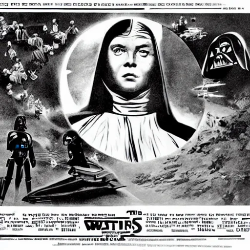 Prompt: the lost starwars movie poster from 1 8 6 5.