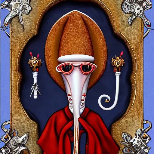 Image similar to anthropomorphic squid pope wearing a miter and holding a crosier, ultra detailed, 8 k, trending on artstation, award - winning art,