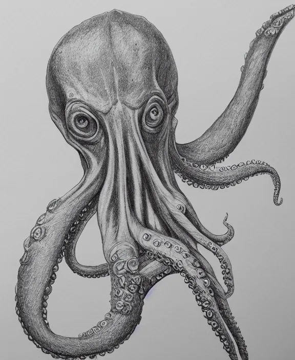 Prompt: a detailed pencil drawing of mark zuckerberg as an octopus, octopus tentacles