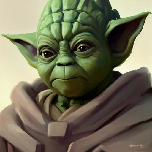 Image similar to greg manchess portrait painting of armored baby - yoda grogu as overwatch character, medium shot, asymmetrical, profile picture, organic painting, sunny day, matte painting, bold shapes, hard edges, street art, trending on artstation, by huang guangjian and gil elvgren and sachin teng