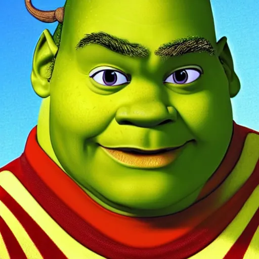 Prompt: kelsey grammer as shrek made out of corn, character art