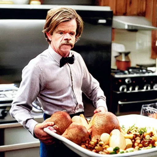 Image similar to William H Macy stuffing a turkey