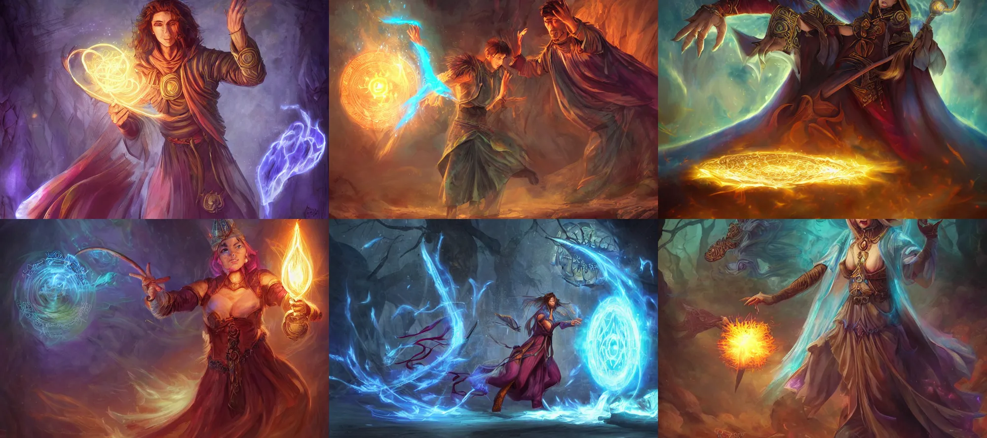 Prompt: a mage casting a spell, channeling mana, mystical energy, d & d fantasy art, detailed digital art, trending on deviantart