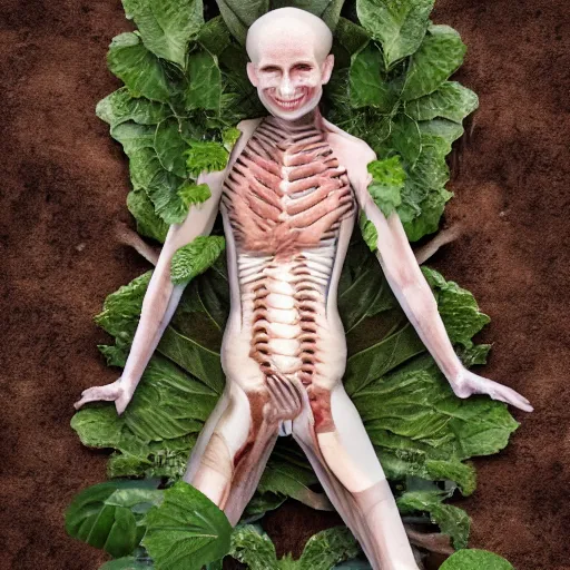 Image similar to a photo of a human with skin made of plants