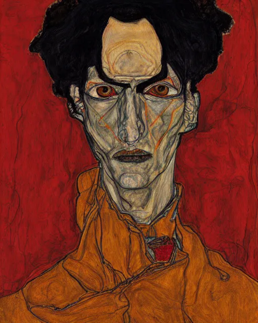 Image similar to portrait of aku by egon schiele in the style of greg rutkowski