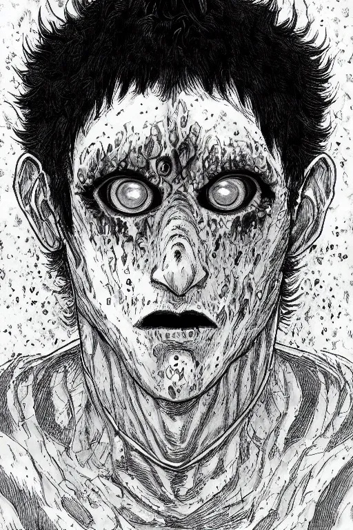 Image similar to portrait of man with seven eyes | digital painting | highly detailed | kentaro miura