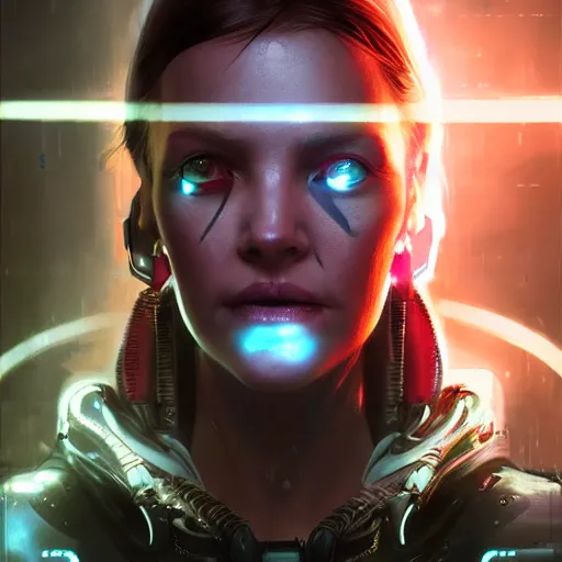 Image similar to a expressive portrait photograph of cyberpunk woman with eye implants in dramatic lighting, depth of field background, artstation, concept art by jim burns and greg rutkowski, a realism masterpiece, james gilleard, bruegel, alphonse mucha, and yoshitaka amano