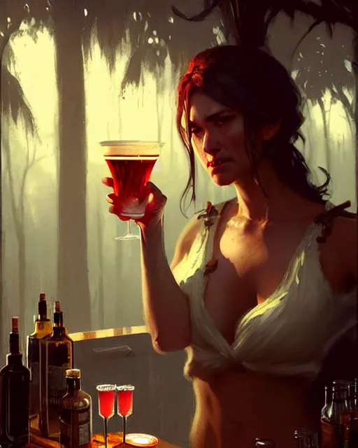 Prompt: orc bartender serving drinks | | realistic shaded, fine details, realistic shaded lighting poster by greg rutkowski, magali villeneuve, artgerm, jeremy lipkin and michael garmash and rob rey