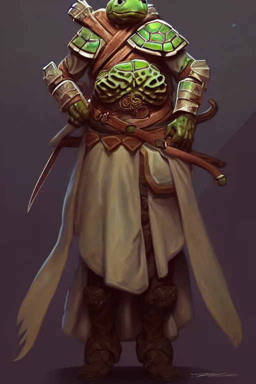 Prompt: d & d tortle cleric, highly detailed, digital painting, artstation, sharp focus, illustration, art by tan zi and ayanamikodon and alphonse mucha and wlop