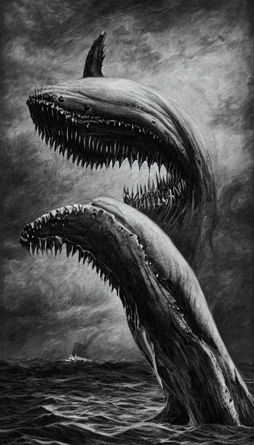 Image similar to a pentax photograph of a monstrous horror whale, sharp teeth, giant mouth, dark fantasy horror art