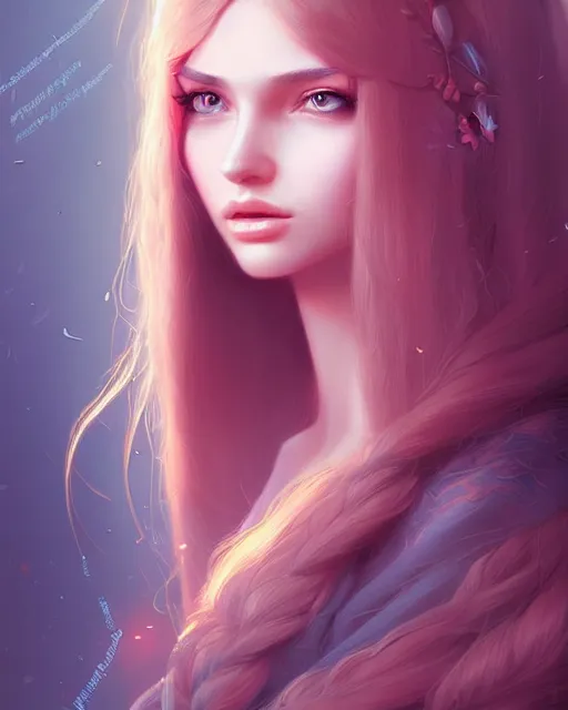 Image similar to soft pretty female with long hair, wearing gorgeous clothing, digital character illustration, artstation trending female illustration, intricate, sharp focus, hyper detailed, digital painting, matte, character art by prywinko art, pyromallis rene maritte, masterpiece
