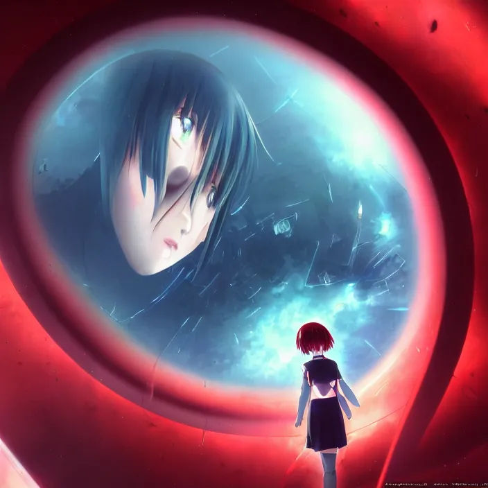 Image similar to Close up Iwakura Lain, Female Anime Character rei ayanami, giygas, epcot, inside a space station, eye of providence, Beksinski Finnian vivid Wojtek William to eye, hellscape, mind character, Environmental occlusion theme Jia, a William mans character, Artstation station female hyperdetailed with , rei ayanami