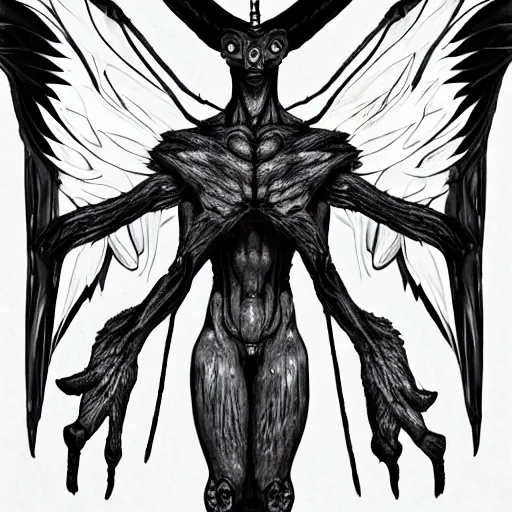 Prompt: 4K headshot of mothman with defined arms and open hands and bloody victims with giant wings , intricate face , flawless anime cel animation by Kentaro Miura,psychedelic , highly detailed upper body , professionally post-processed , beautiful, scary, symmetry accurate features, epic, octane rendered, anime masterpiece, accurate